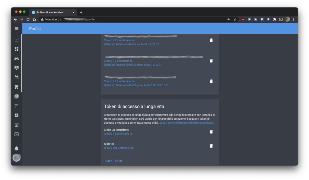Home Assistant API - Create Token
