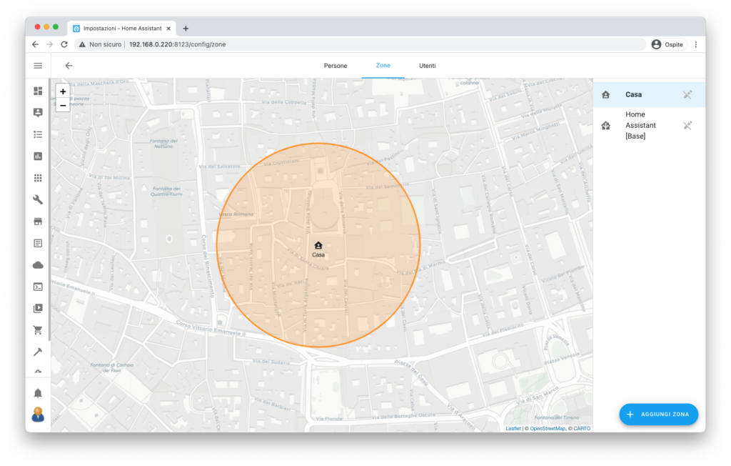 Home Assistant Presenza - Casa Mappa