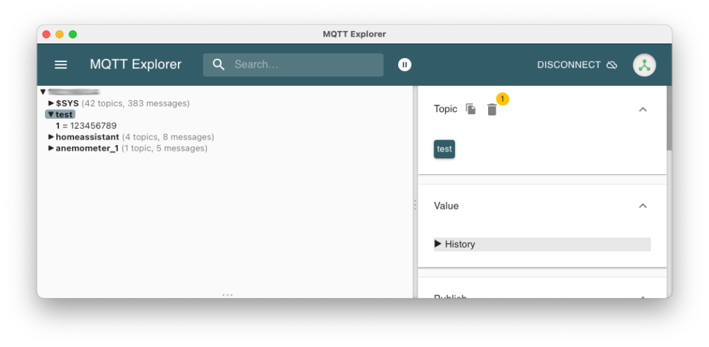 Linux MQTT Client - MQTT Explorer Publish Test