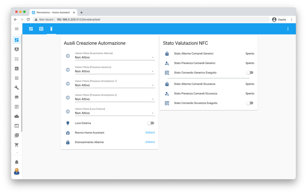 Home Assistant Gestione NFC - Ausili Craezione Automazione